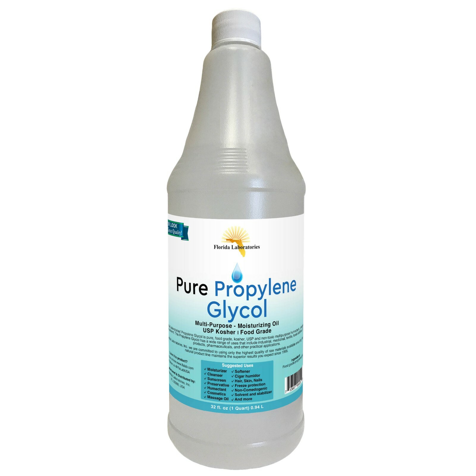 One Quart (32 oz) Vegetable Propylene Glycol USP Kosher PG 99.9% Food Grade