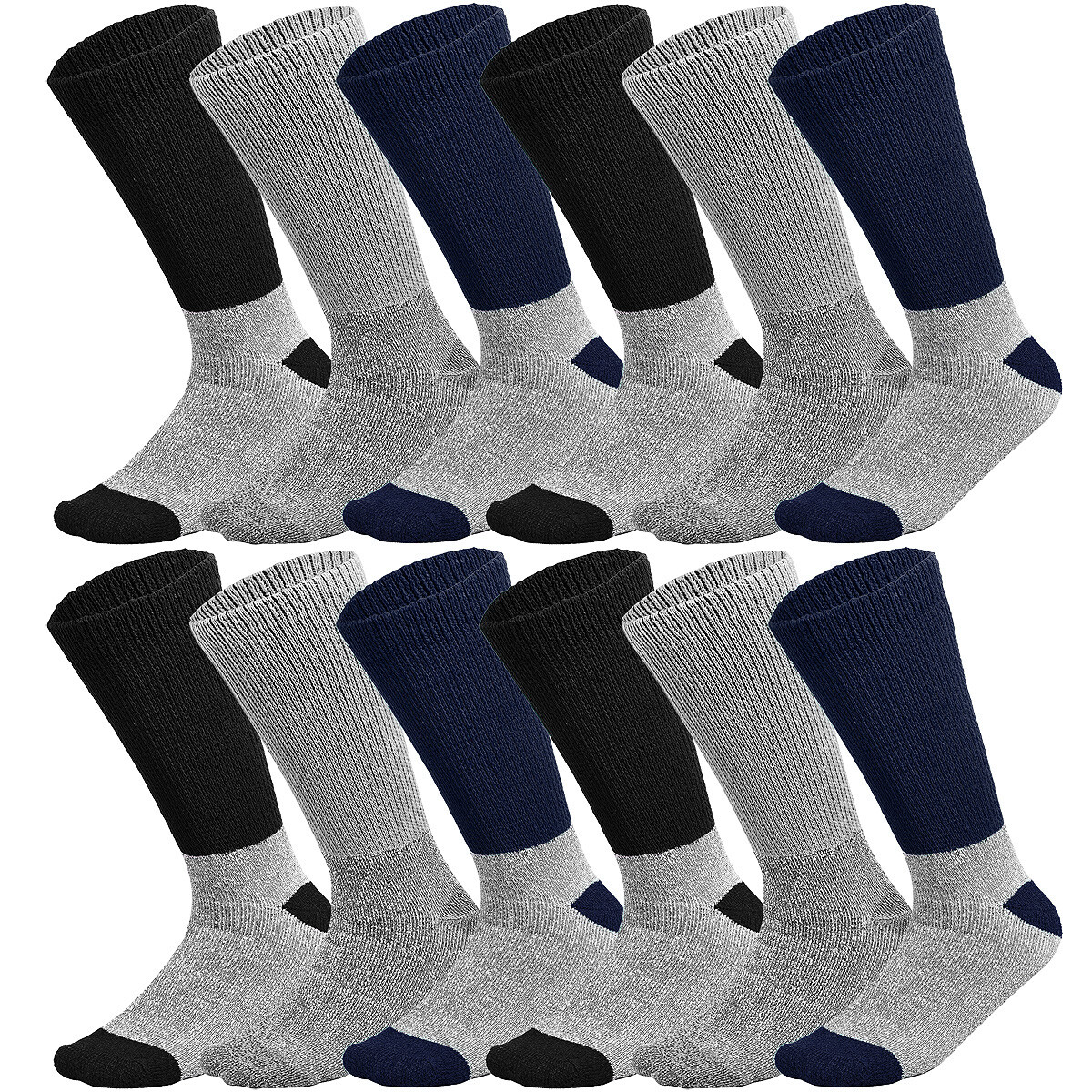 12 Pairs Thermal Crew Diabetic Socks Keep Foot Warm Non-Binding Thermal Socks