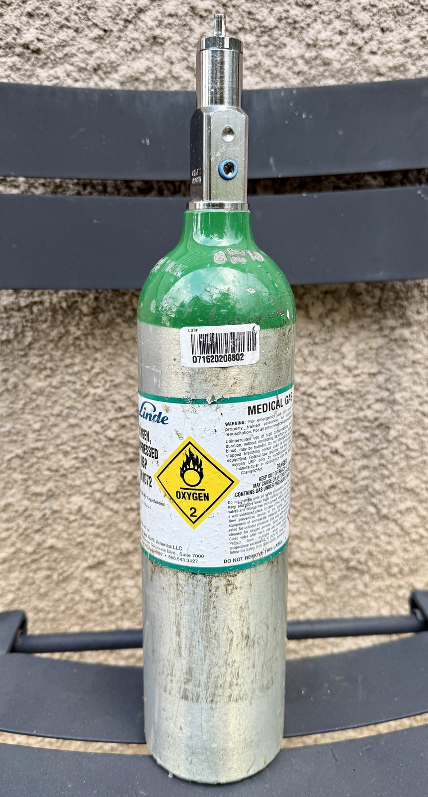 Portable Oxygen Tank UN1072 Empty SIZE M6. 170 Liters