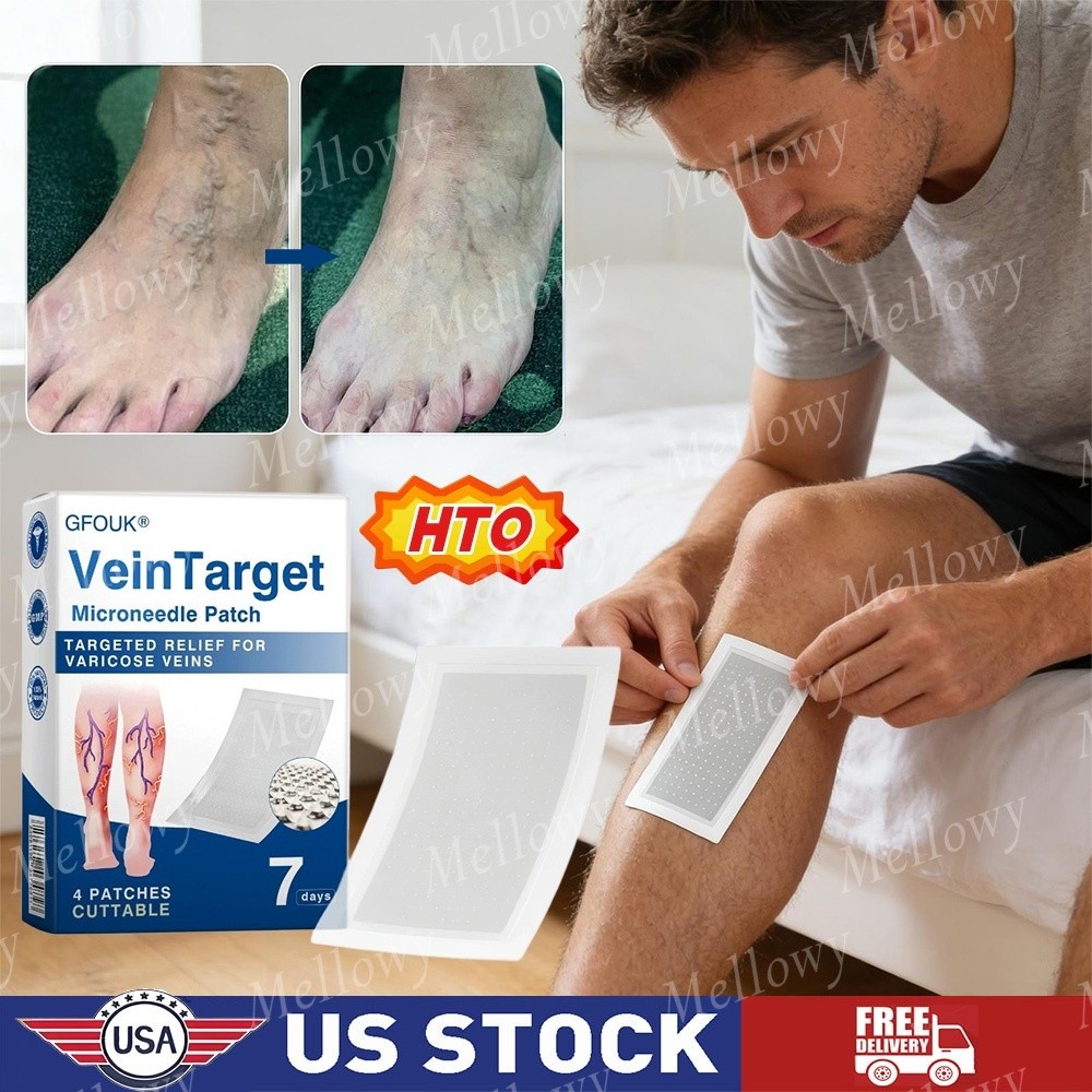 1box/4pcs Vein Target Microneedle Patch Natural Ingredients Leg Care Patch US