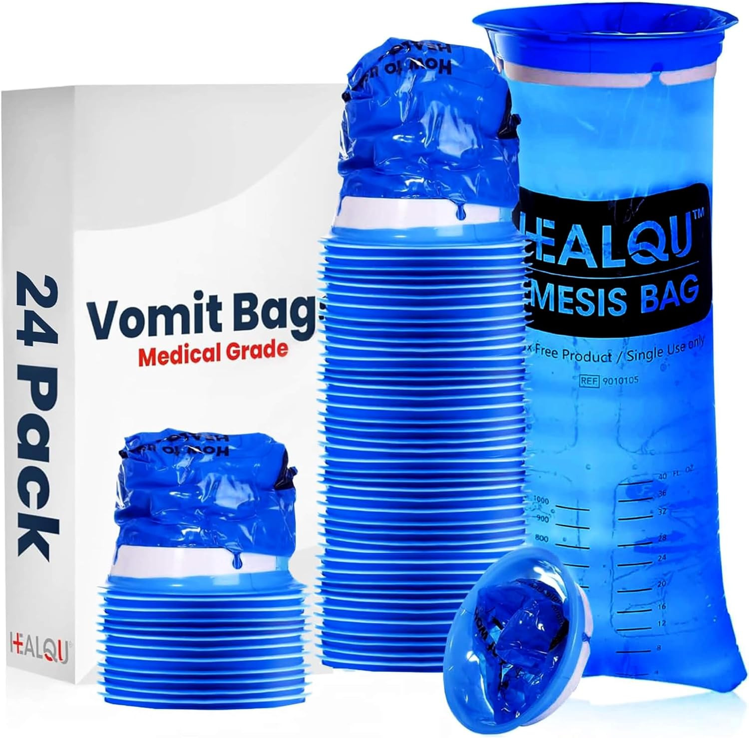Hospital Vomit Bags 24-Pack 1000ml Disposable Barf Bags