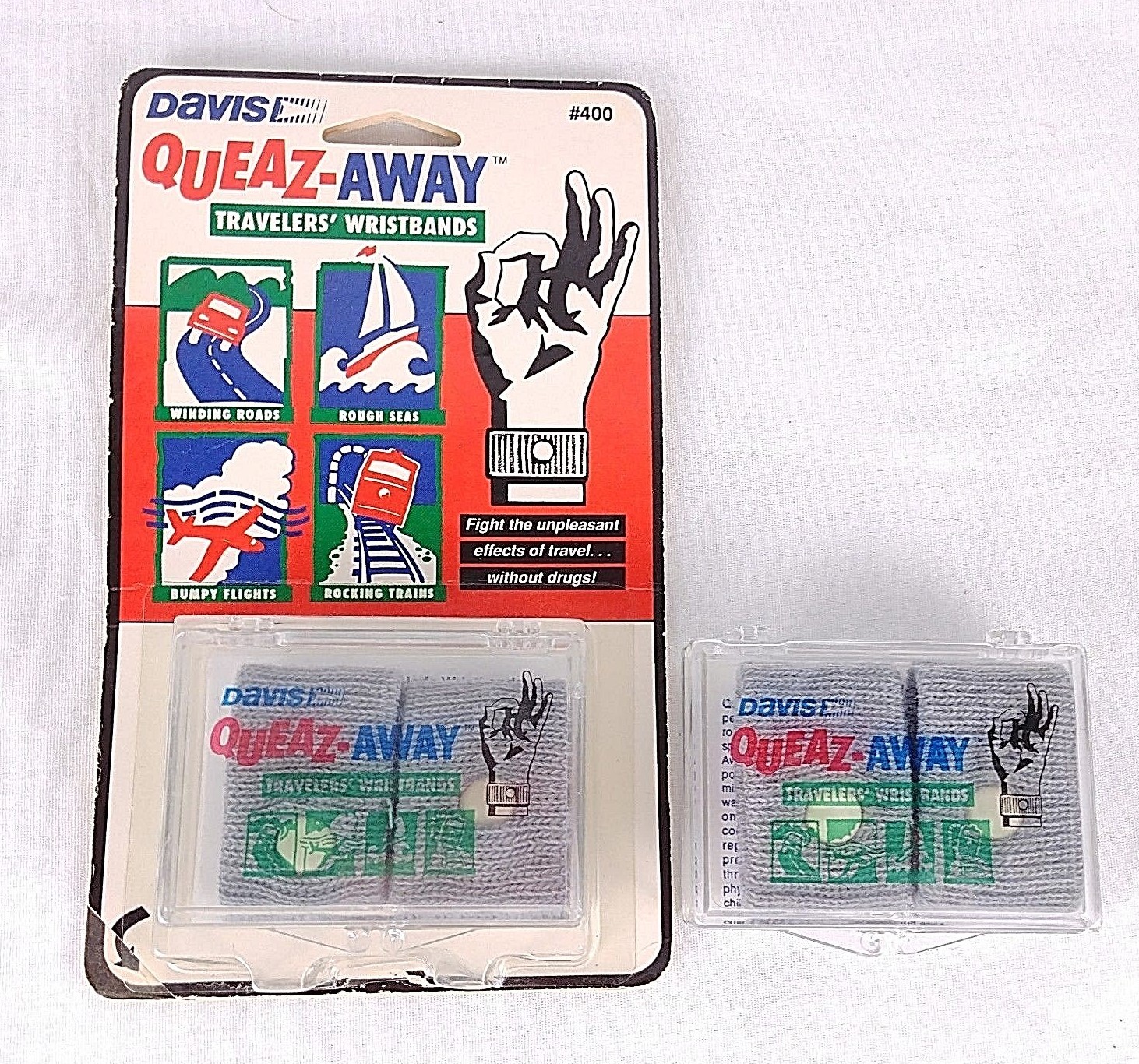 Queaz Away Motion Sickness Wristband Davis 400 Natural Non-Drug Aid NEW Lot Of 2