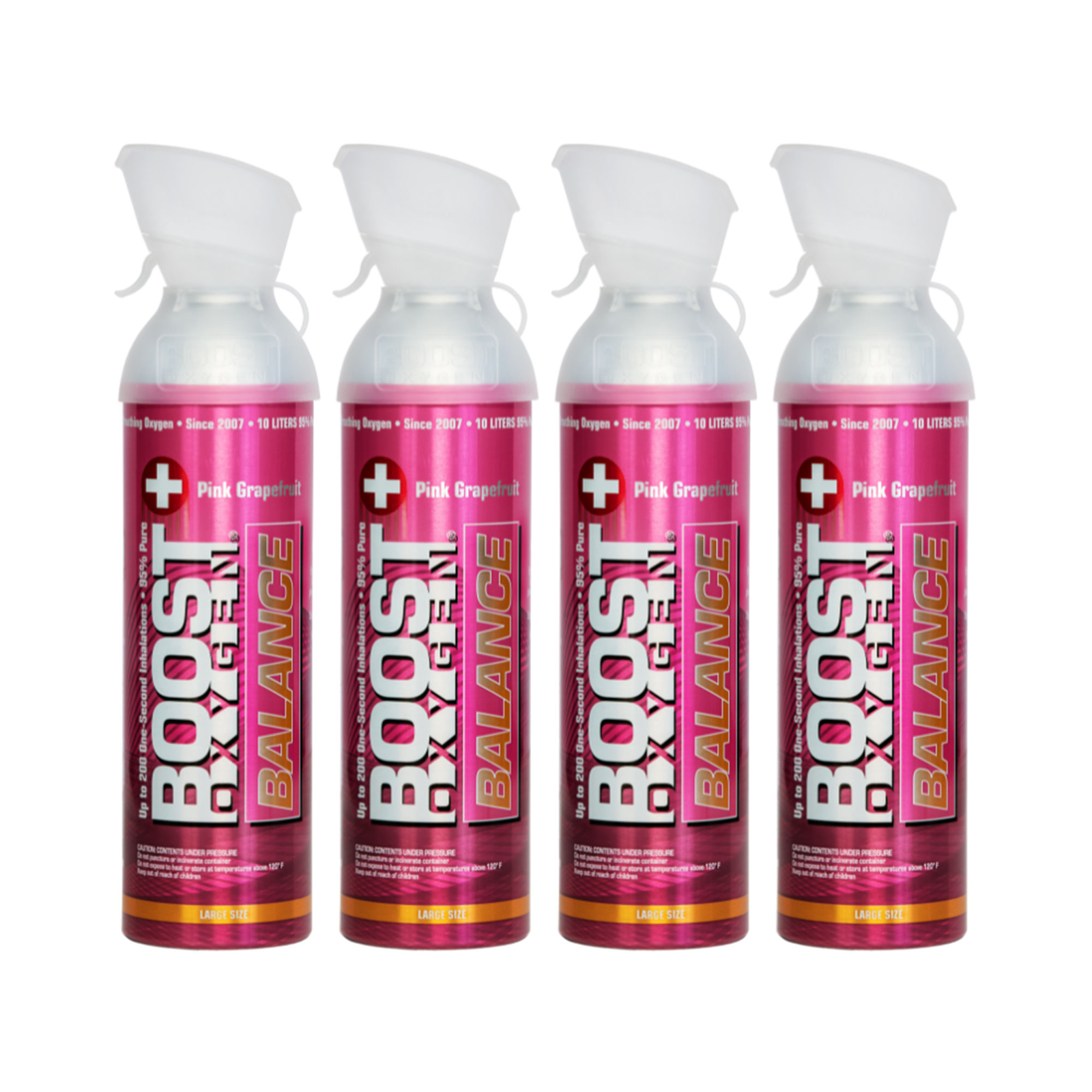 Boost Oxygen BALANCE Grapefruit All Natural 10L Respiratory Canister, 4 Pack