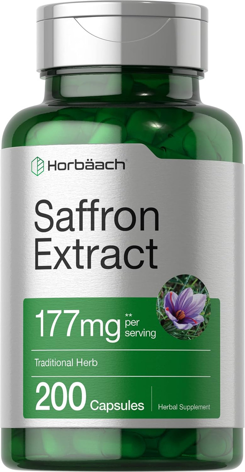 Extracto de azafrán 177 mg 200 cápsulas suplemento natural para mujeres y hombre