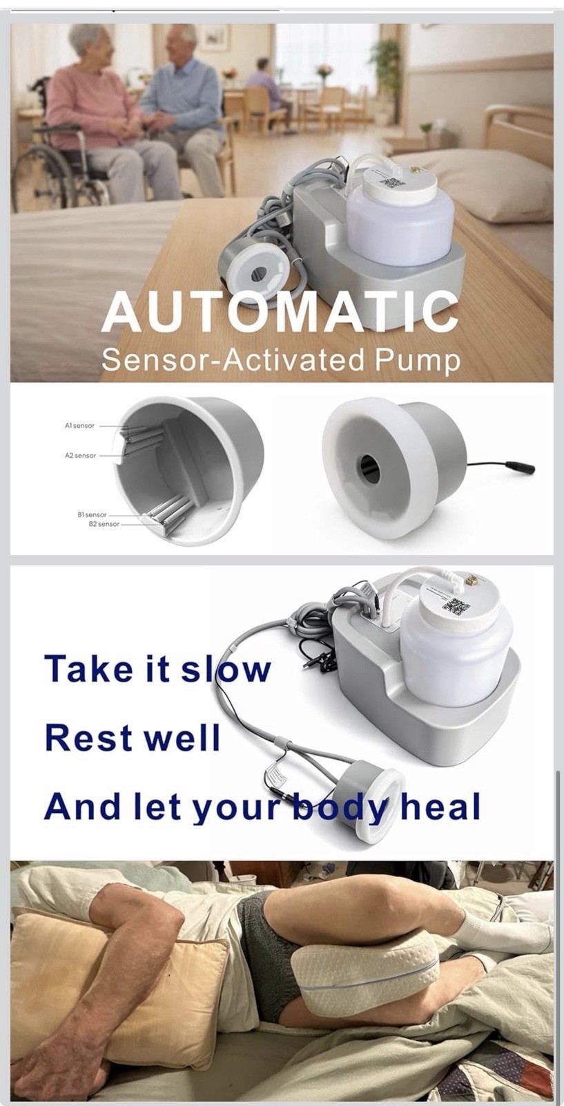 Male External Catheter Urine Collection System, Non-Invasive With Sensor