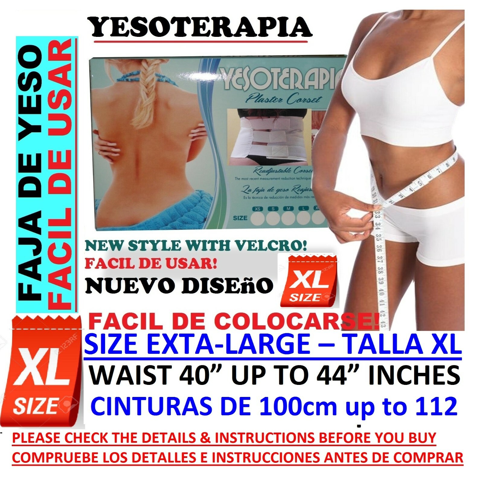 1 Faja de yeso Yesoterapia Plastercorset FACIL DE USAR XL CINTURAS desde 100cm