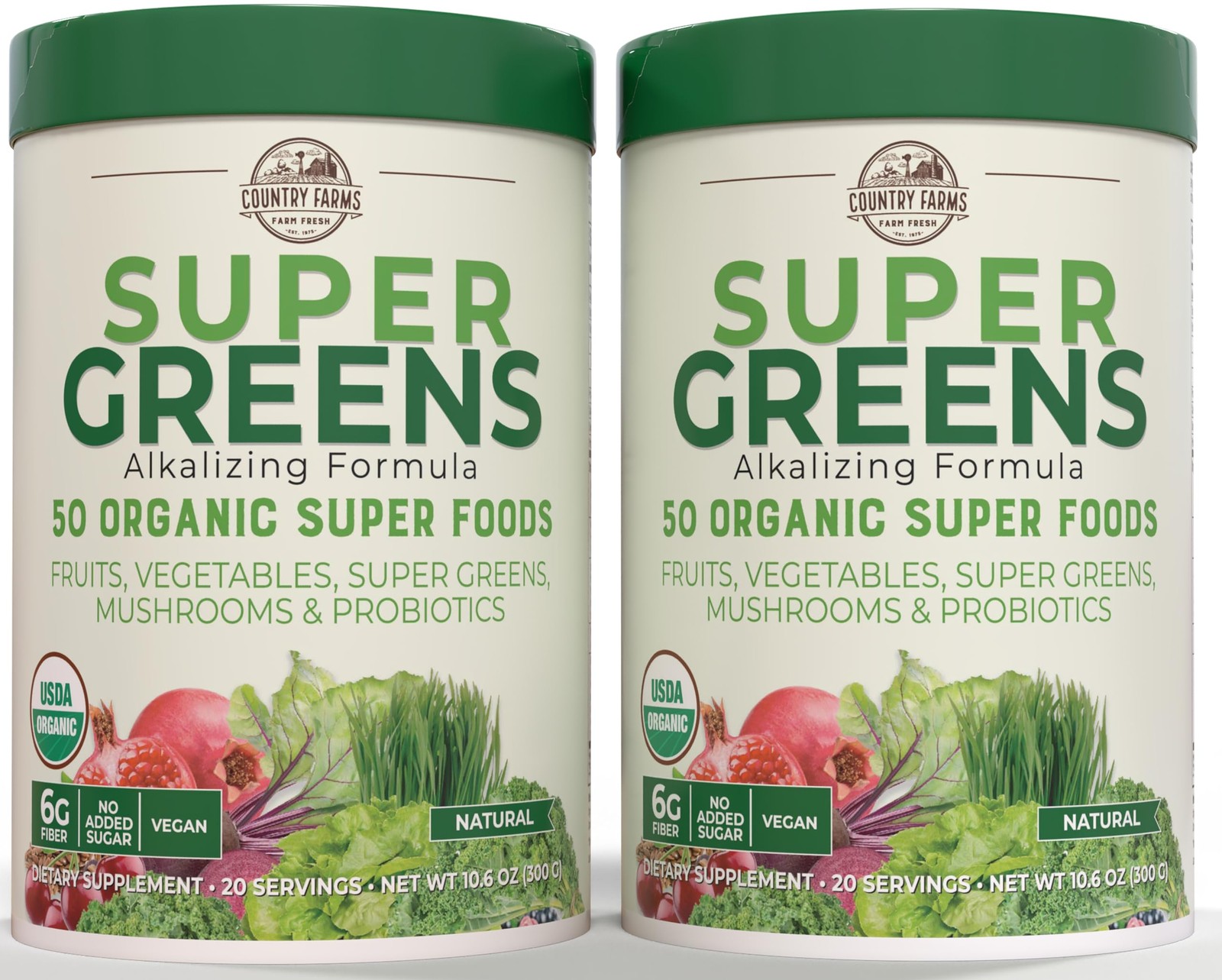 Drink Mix Super Greens Organic 10.6 Oz 2 Pack Country Farms Natural Flavor Foods