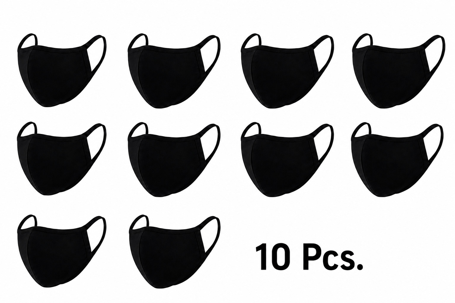 10 Pcs, Unisex Protective Face Mask, Brand Adiyy, Black, Poly-Cotton, Washable