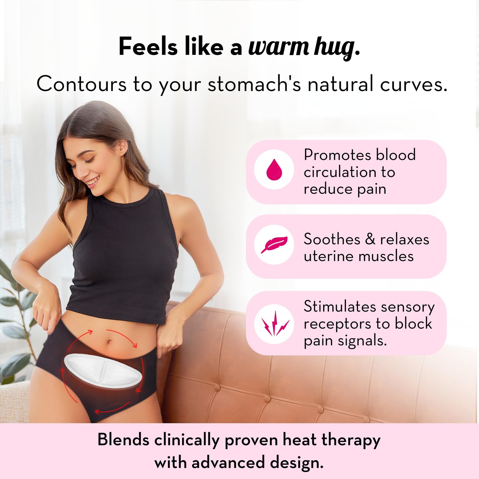 Herbal Instant Cramp Relief Heating Patch 2-Pack | 8+ Hours | Air Activated