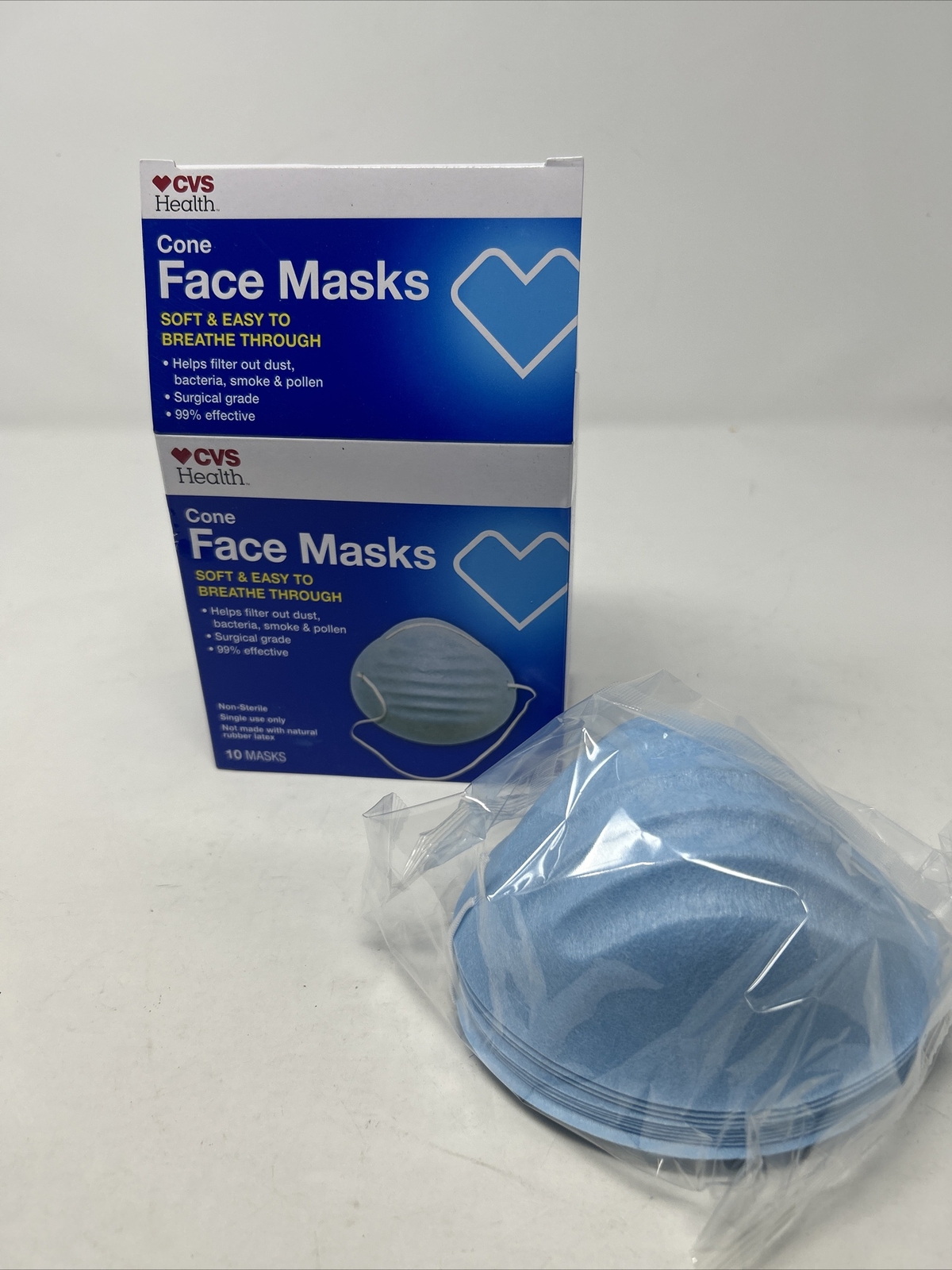 Cone-Style Surgical Face Mask with 1 Band, Blue, box 10 Masks Per Box
