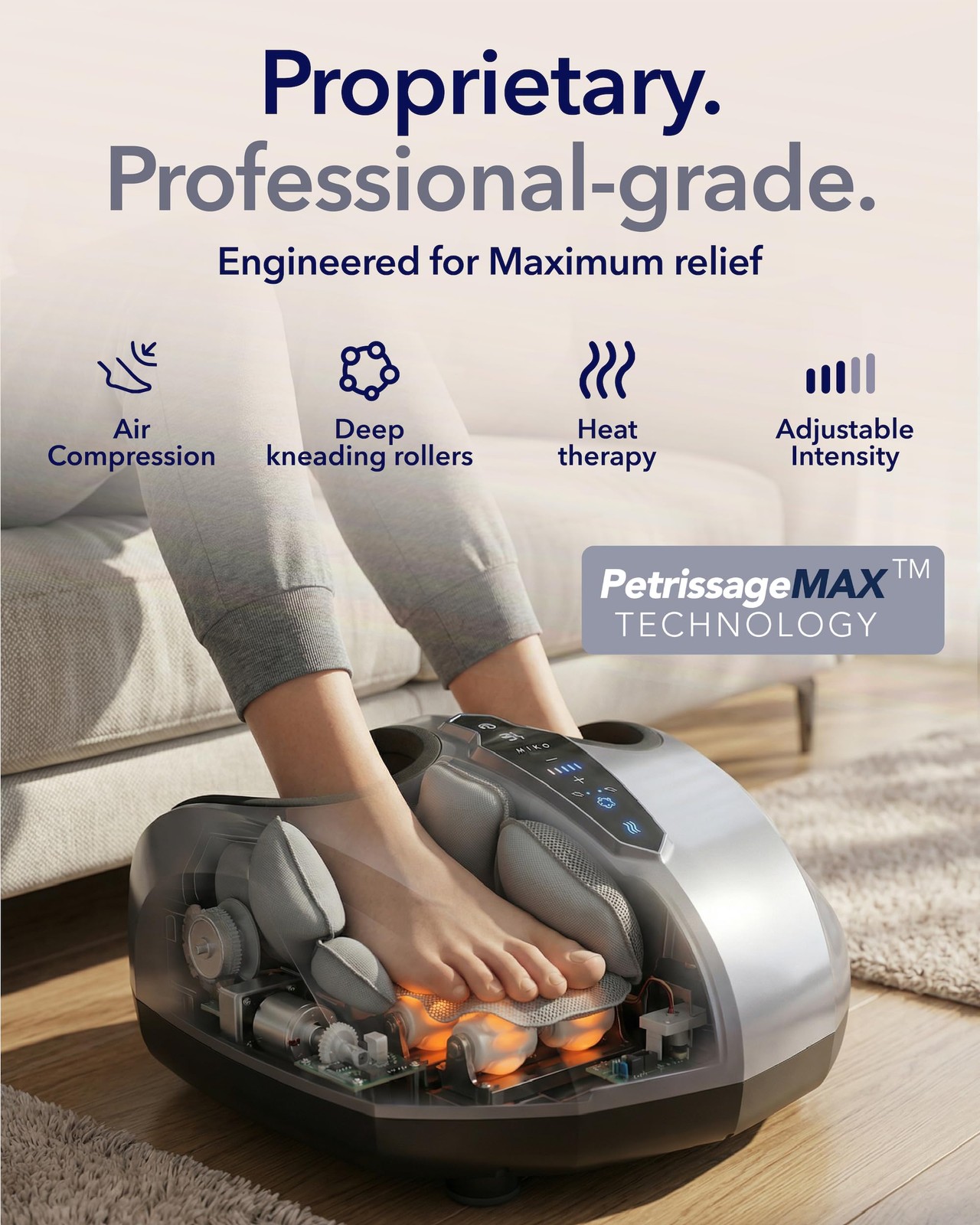 Foot Massager Machine Shiatsu Deep Kneading Air Compression Heat RF-670 MIKO