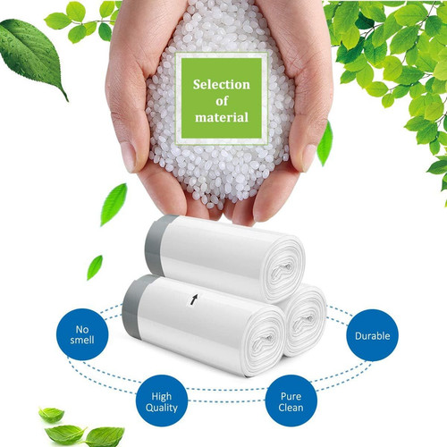 4 Gallon 320 Counts Strong Drawstring Trash Bags Garbage by White