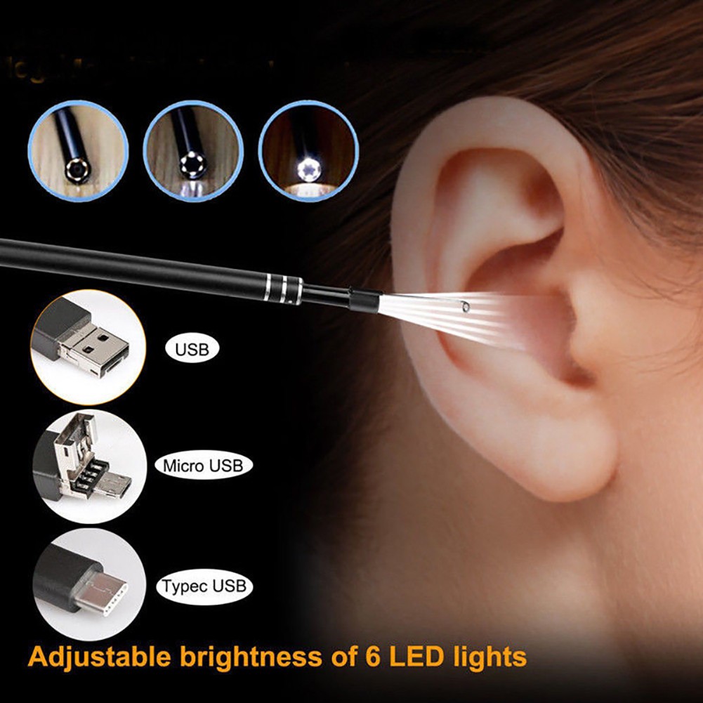 LED Ear Cleaning Endoscope USB 5.5mm Visual Earpick HD Pen Camera Spoon Otoscope