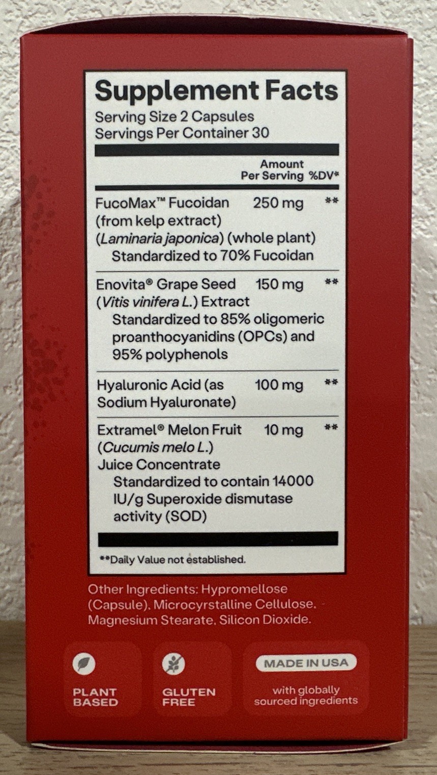 Cardiovascular 60 Capsules Grape Seed Extract Hyaluronic Acid – Exp: 01/2028