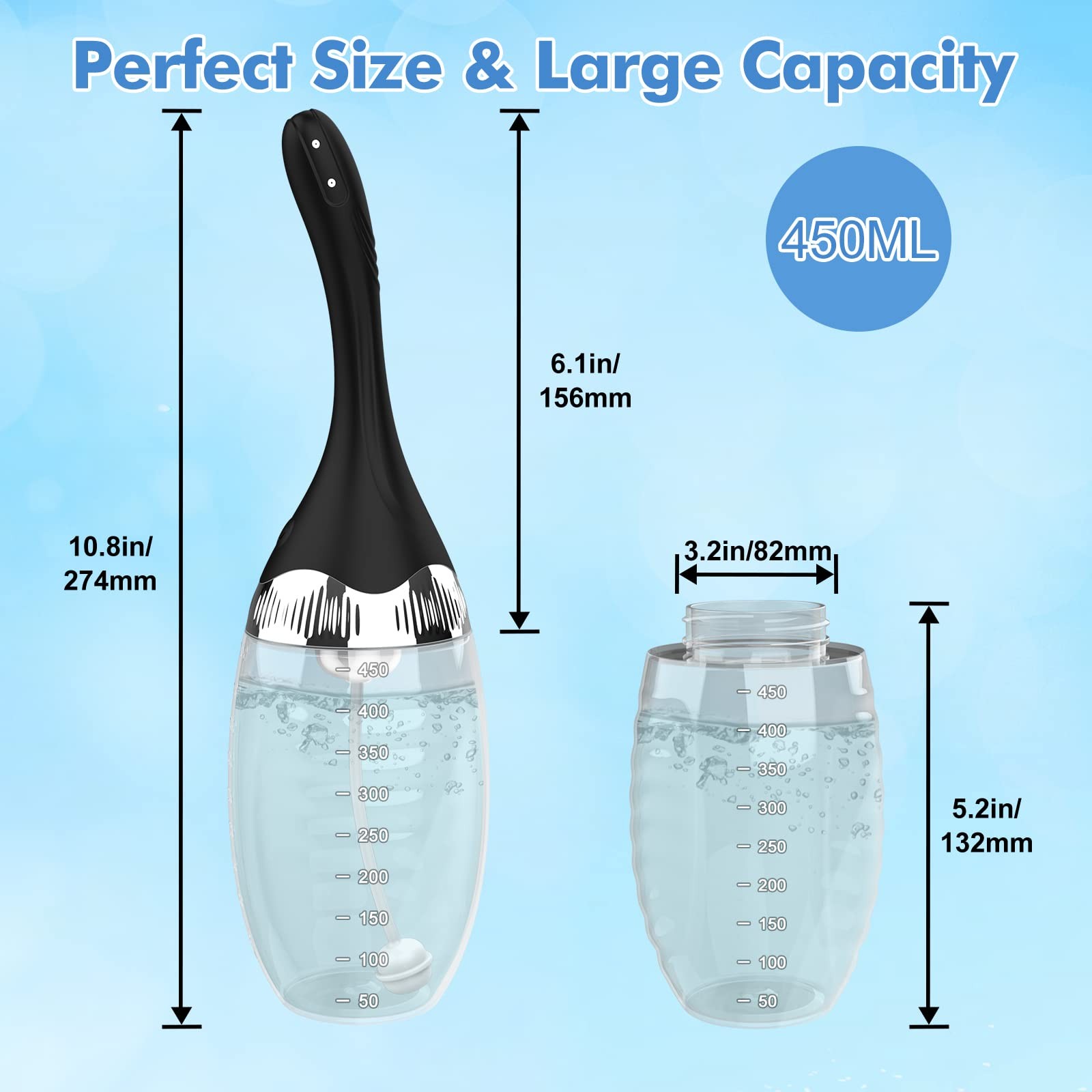 Automatic Electric Enema Bulb with 3 Speeds, Silicone Enema Anal Douche Cleaner