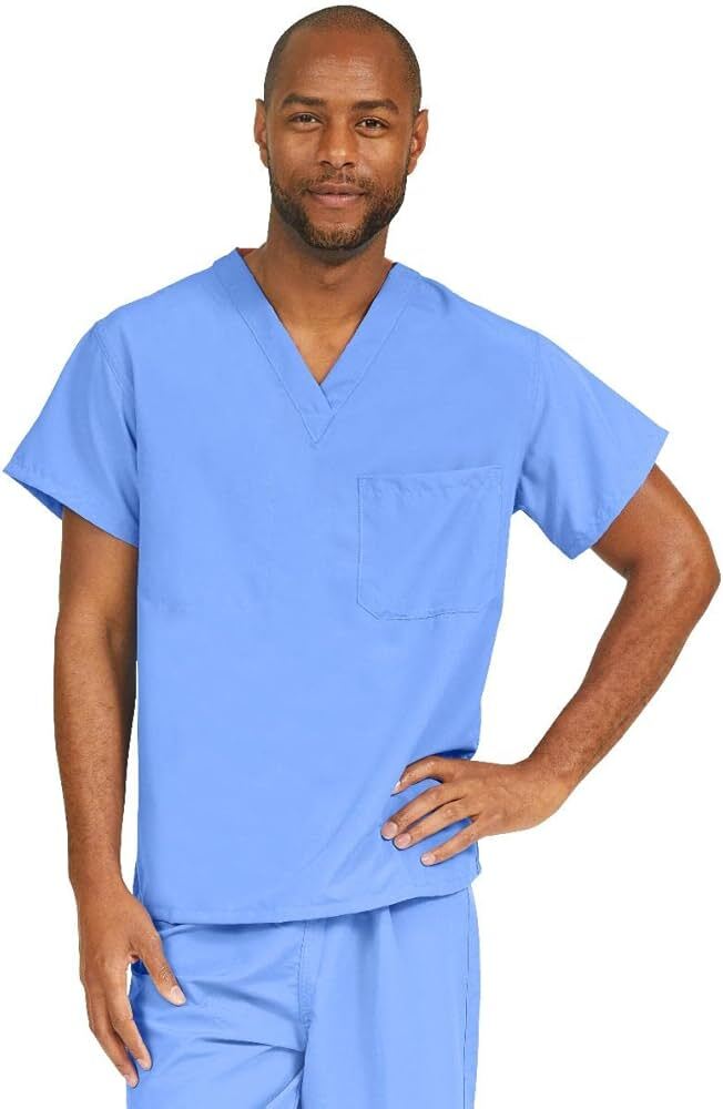 MEDLINE COMFORTEASE UNISEX SCRUB TOP BLUE/2XL/910JTHXXL-CM