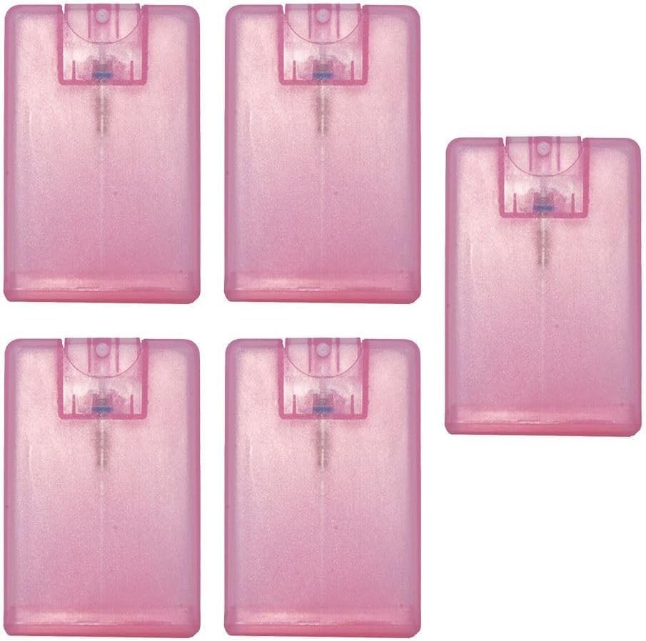 PurYupearl 5Pcs PinkCard Type Spray Bottles Portable Fine Mist Spray Bottle Trav