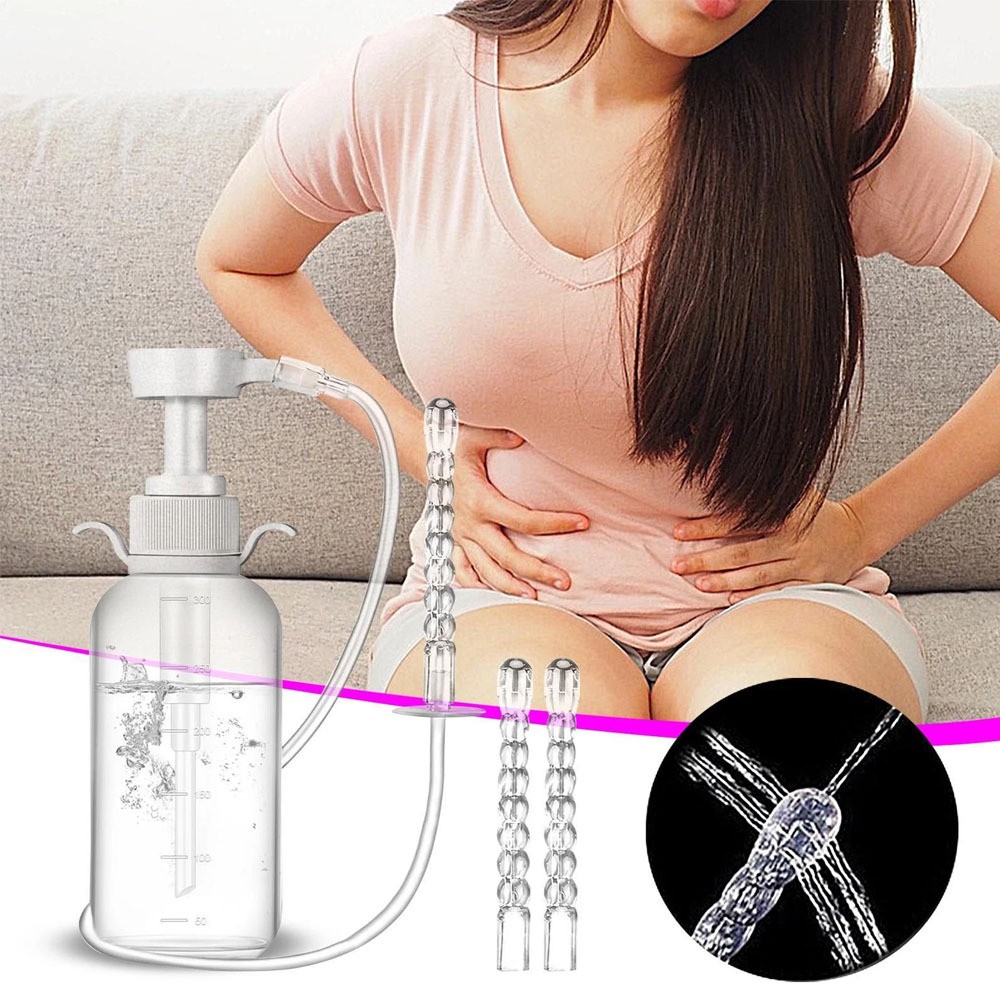 300ML Enema Anal Vaginal Anal Cleaning Washer Douche Bottle Pump Pressure Kit