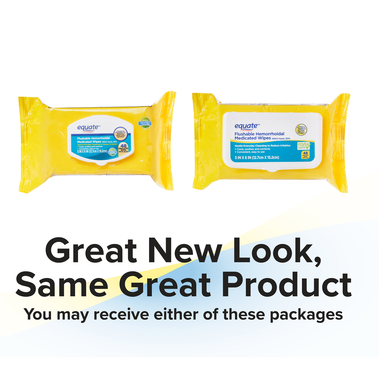 New Pack Equate Flushable Hemorrhoidal Medicated Wipes – Witch Hazel 50%, 48 Ct