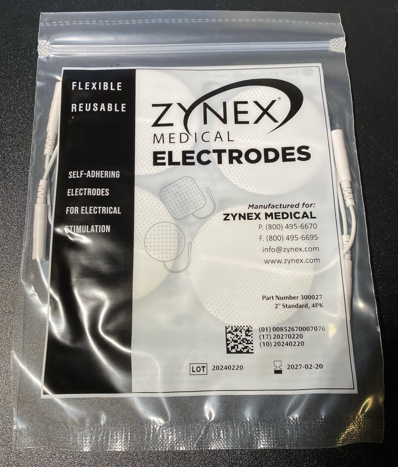 ZYNEX Medical Self Adhering Electrodes for Electrical Stimulation NEW Pack of 4