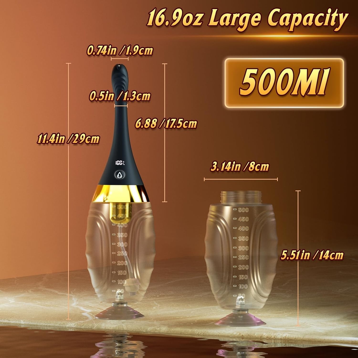 Remote Control Anal Douche Enema Kit with 7 Spray Holes for Deep Clean