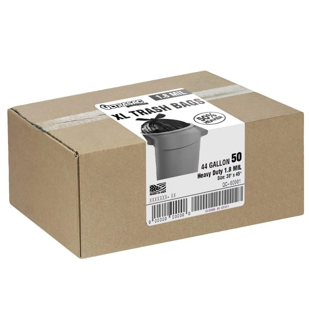 Ultrasac Heavy Duty 45 Gallon Trash Bags Huge 50 50 Count (Pack of 1), Black