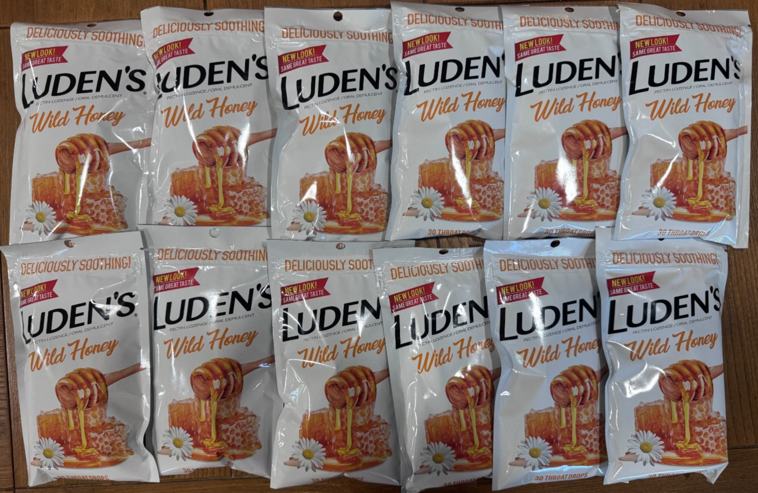 12 BAGS Ludens Luden’s Wild Honey 30 Count EACH 360 PIECES TOTAL NEW SEALED