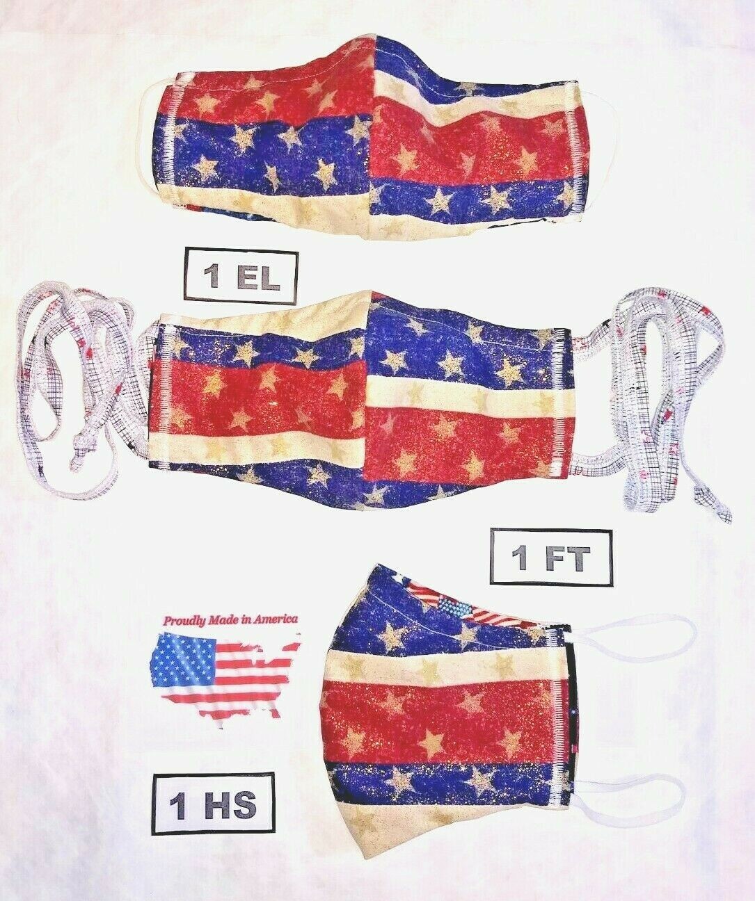 Premium Made in USA 100% Cotton Patriotic Washable Reusable Fabric Face Masks