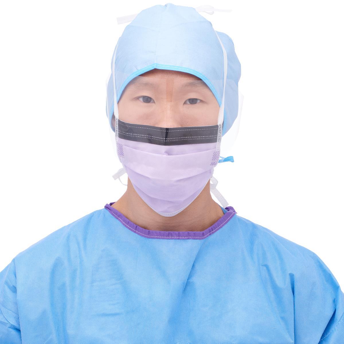 ASTM Level 3 Anti-Fog Surgical Face Mask w/ Shield and Ties, Case of 100