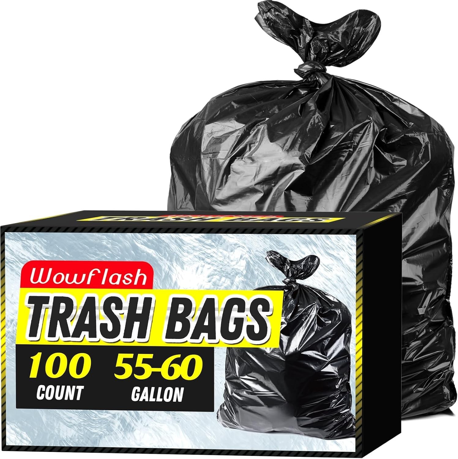 🔥 100 Pack 55 60 Gallon Trash Bags Commercial Heavy Duty Black Garbage Liners ✨