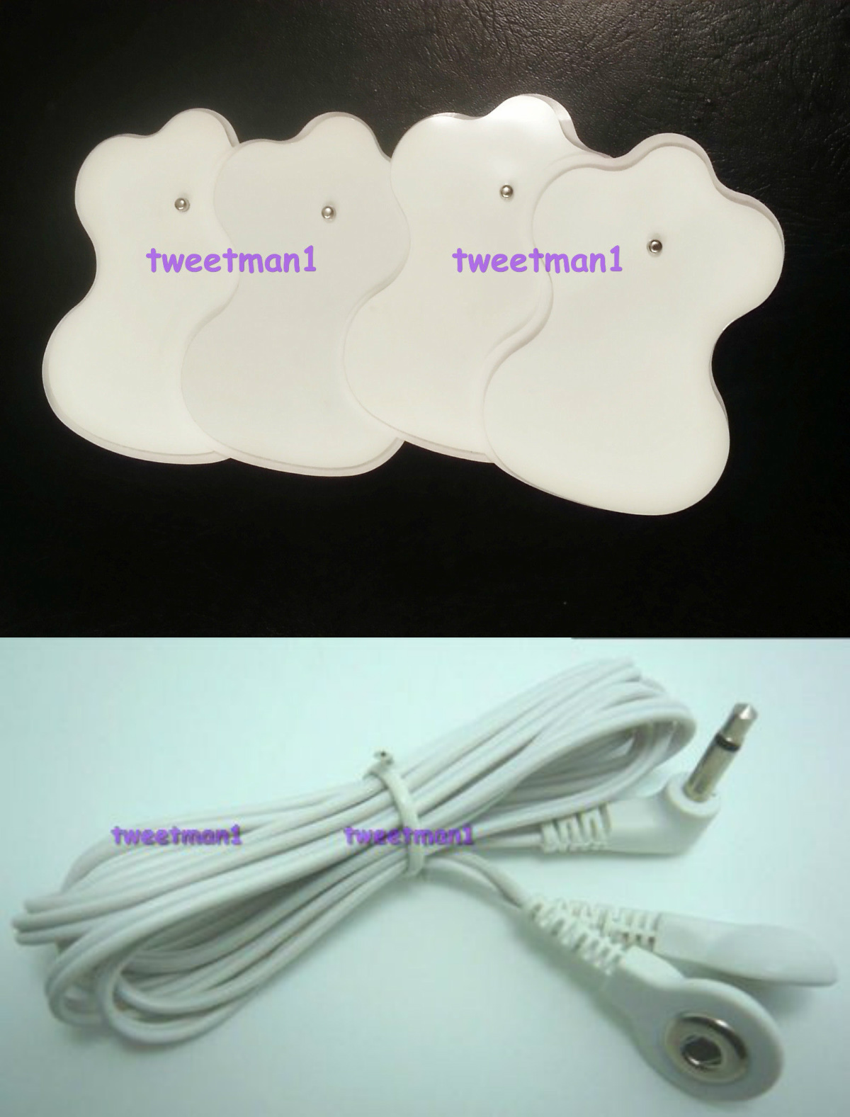 OMRON HV-F128 Compatible Lead Cable/Electrode Wire w/ 4 GEL TENS MASSAGE PADS