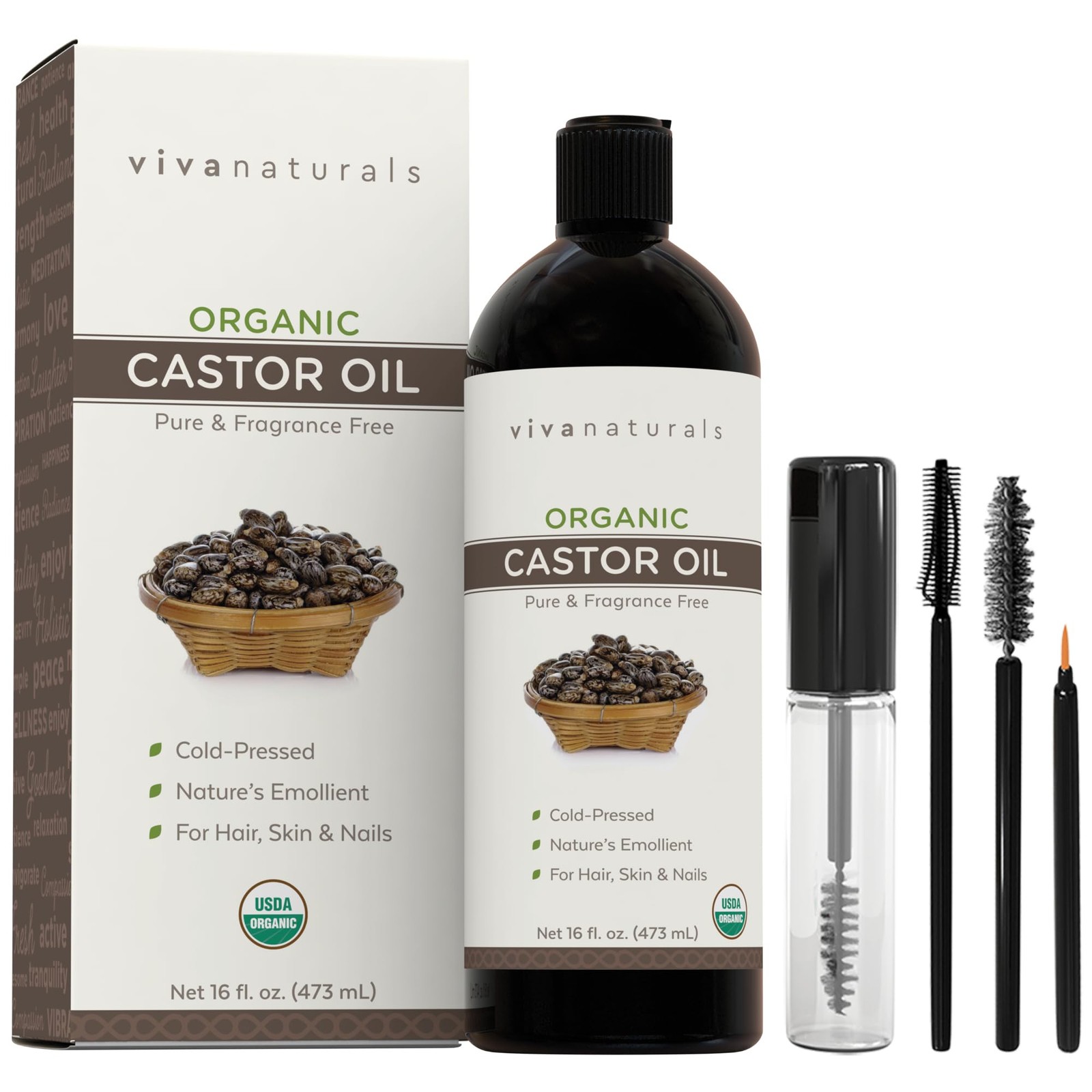 Castor Oil Organic Cold Pressed 16 fl oz USDA Non GMO Viva Naturals