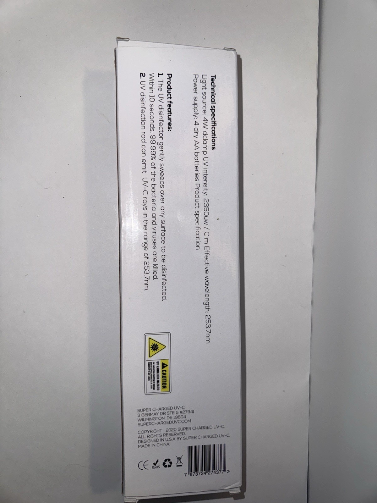 Handheld Super Charged UV-C Light KILL 99.99% ALL GERMS. Tested Works READ