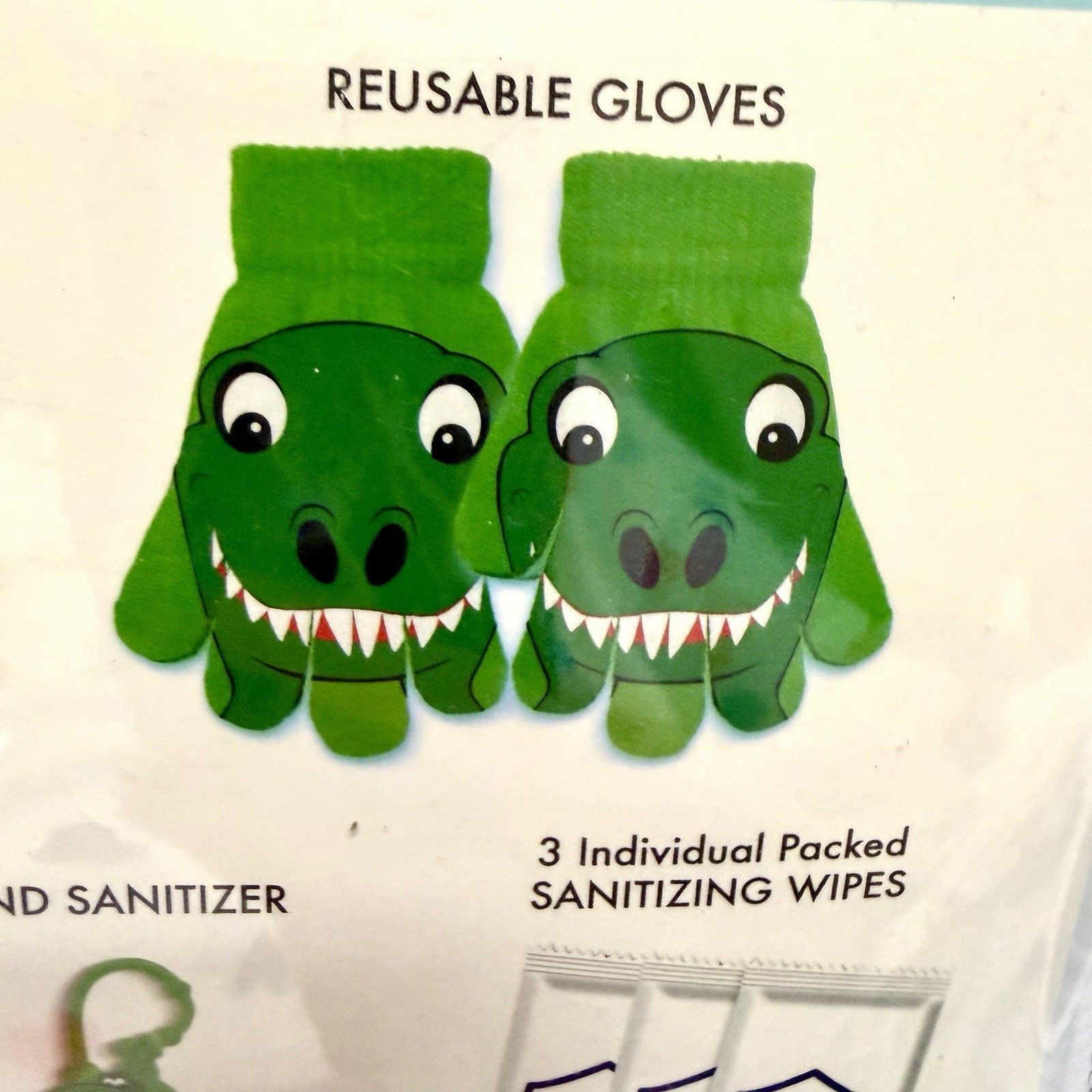 DINOSAUR Kids Essentials Flu / Cold Season Face Mask Hand Sanitizer Gloves New