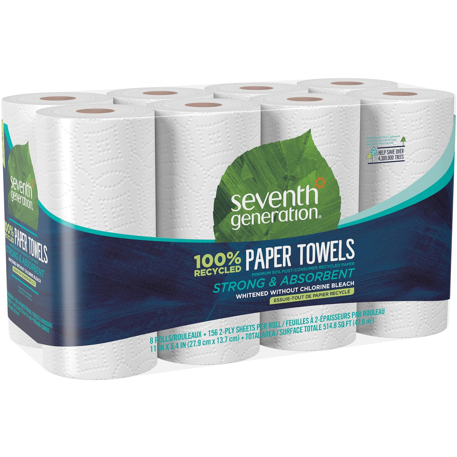 Kitchen Towel Rolls 100% Recycled 2 Ply 11×5.4 Seventh Generation Paper