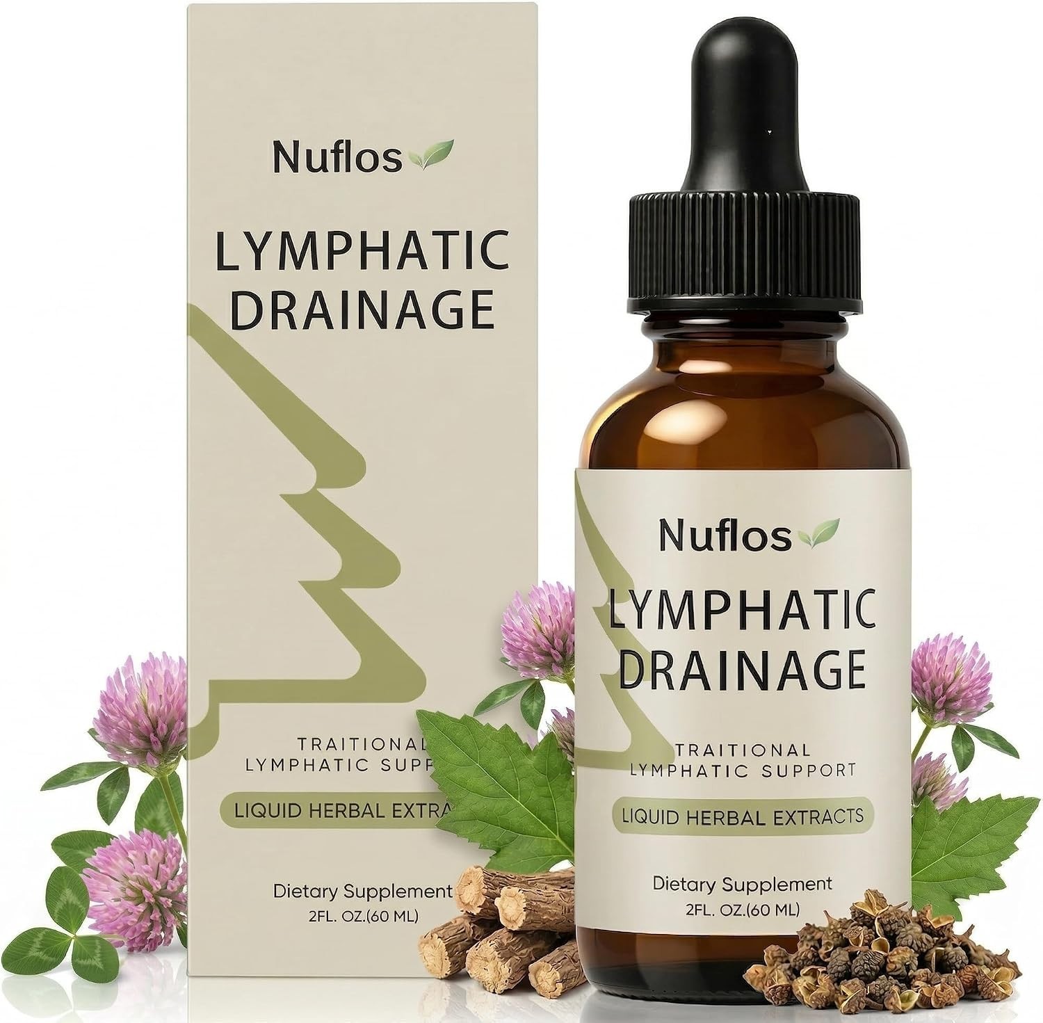 Lymphatic Drainage Drops 2 Fl Oz Herbal Blend Wellness Relief FQMUEV Nuflos