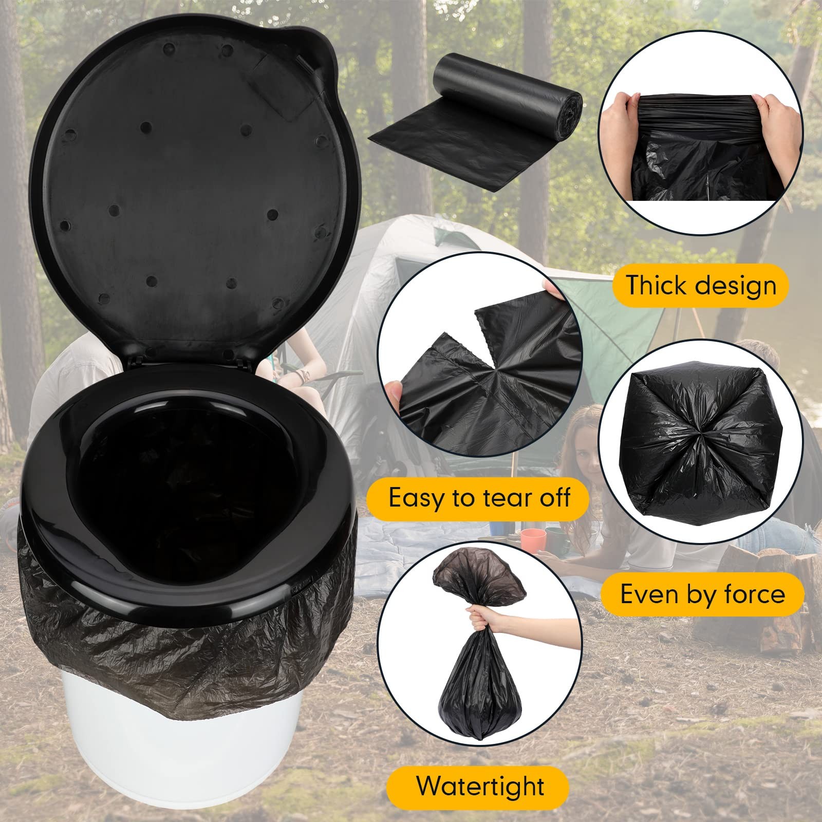 Glenmal 5 Gallon Bucket Toilet Seat bout 14.57 x 13.19 x 1.06 inches, Black