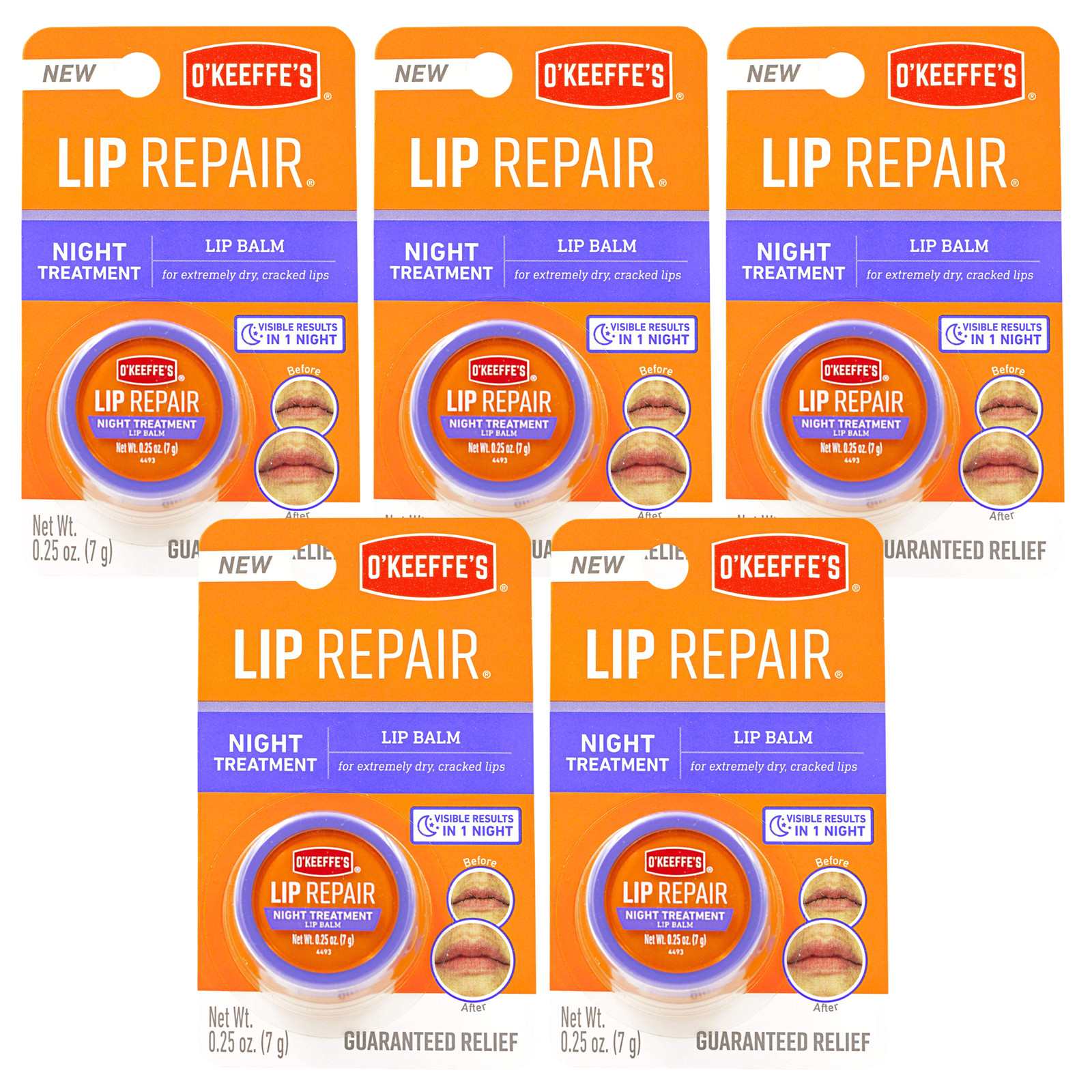 O’Keeffe’s Lip Repair Night Treatment Lip Balm: 0.25 oz. Jar [5-pack] K3015202