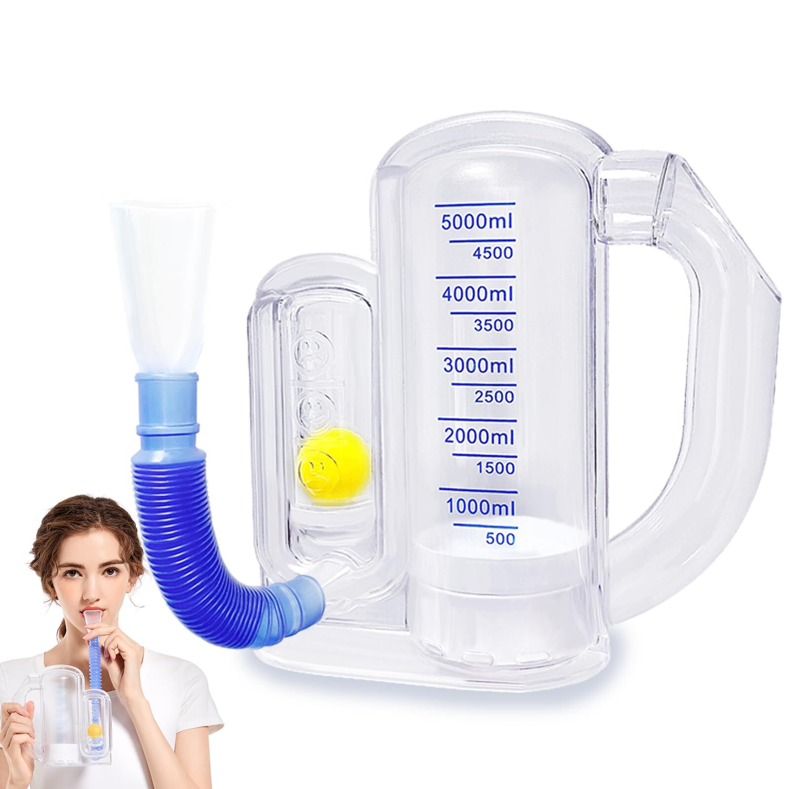 5000ml Lung Capacity Monitor with Flow Rate Indicator for Breathing Exercises
