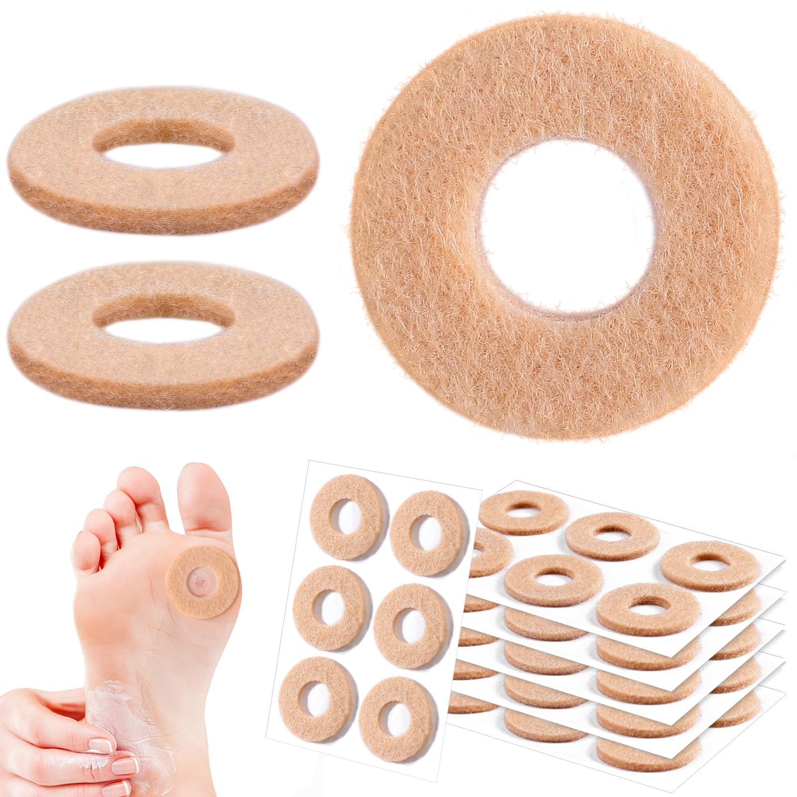 Threlaco 30 Pcs Felt Callus Pads Cushions for Bottom of Skin Color