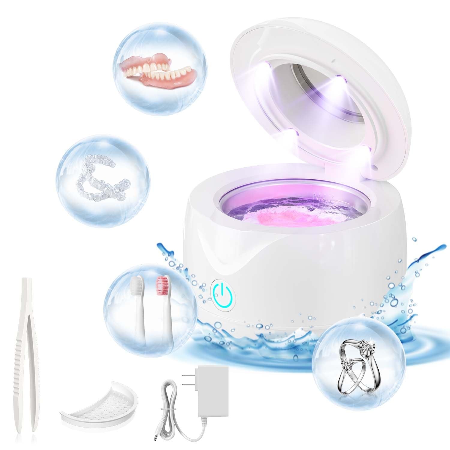 Hoffeins Ultrasonic Retainer Cleaner Machine 45kHz 200ml Portable Ultra White