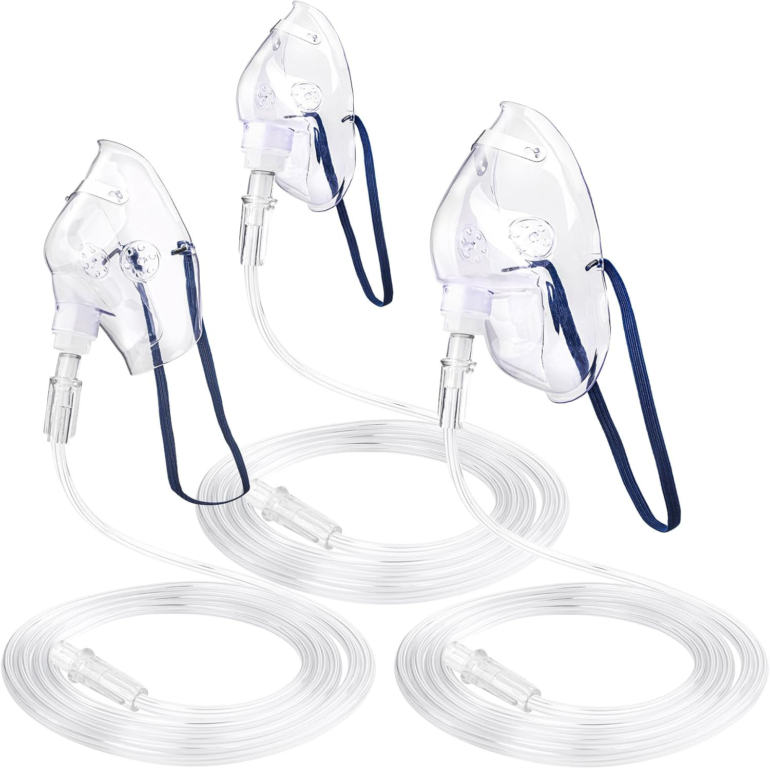 3 Pack Oxygen Mask for Face with 6.6 Ft Tubing and Adjustable Elastic Strap – Ad