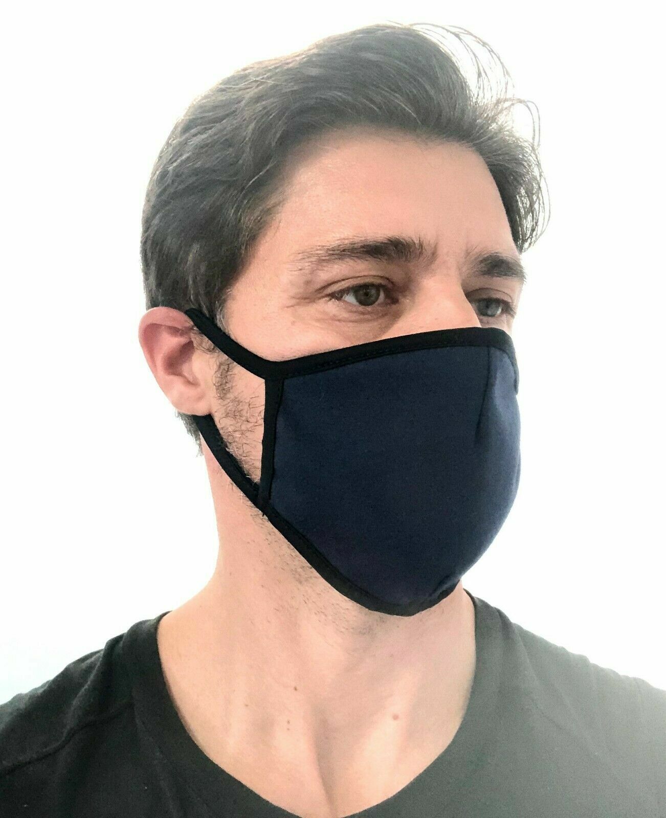 3-Pack Reusable Blue Fabric Face Mask Washable Double Layer Cloth Mouth Cover