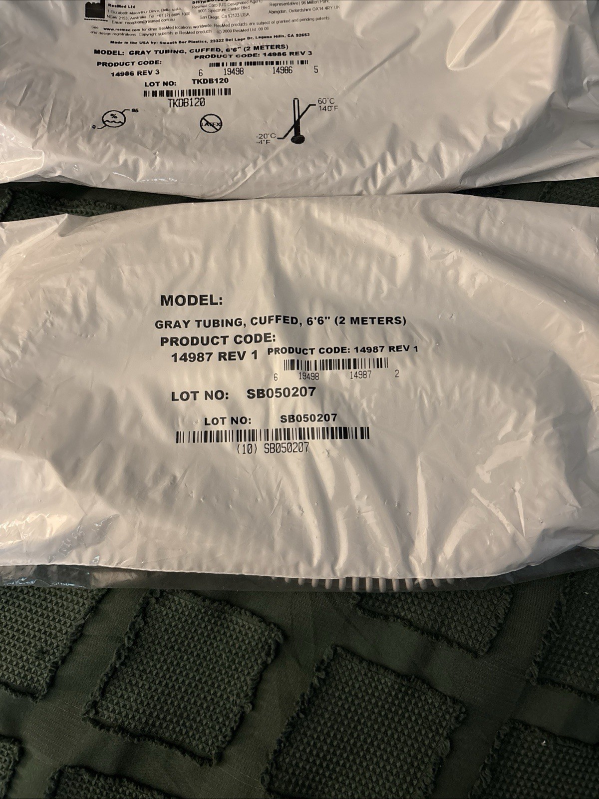 Res Med Clear Grey Tubing Ribbed 6′ 6″ NEW Sealed in Package # 14987
