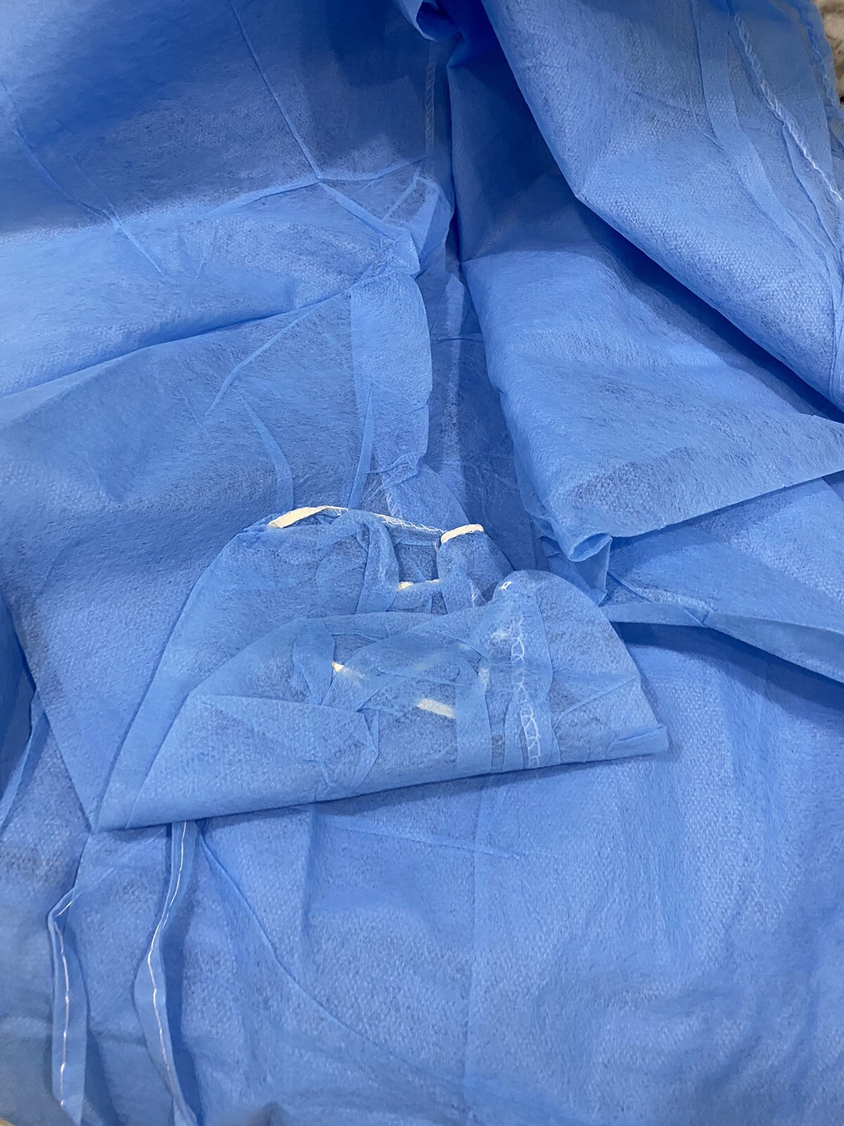New Bundle 10 Each-Pack Medline Isolation Protective Procedure Gown Size L Blue