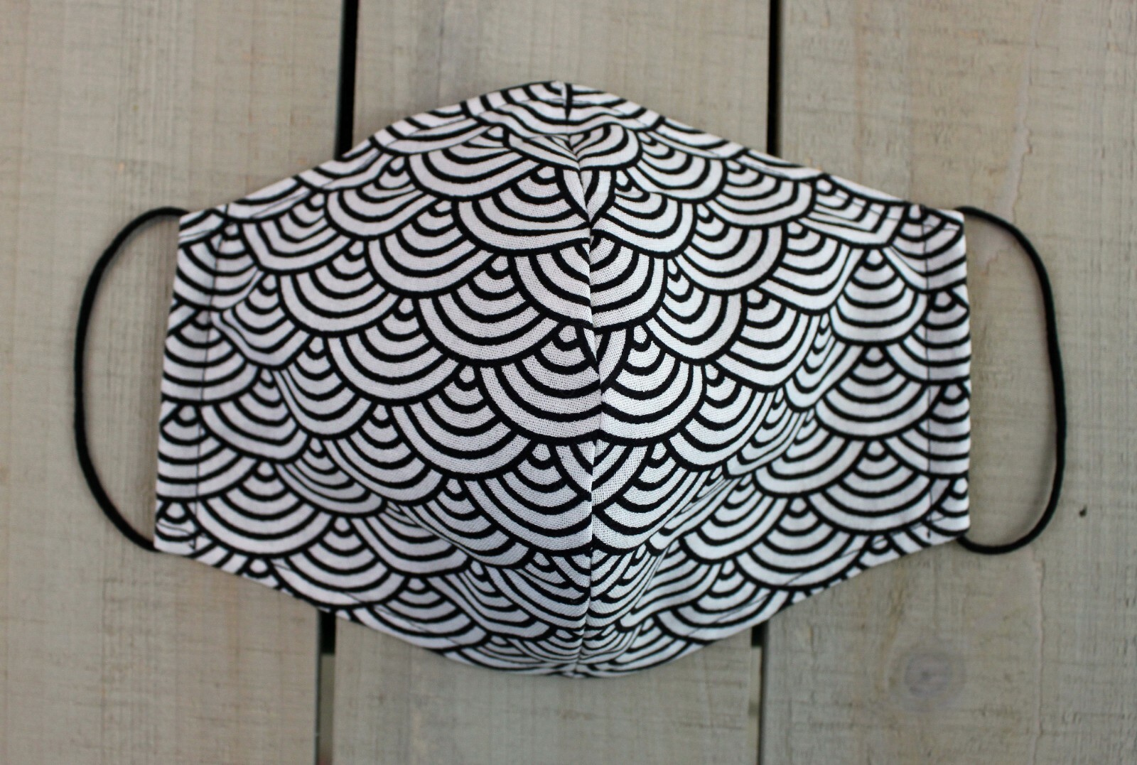 Black and White Design pattern 100% Cotton Face Mask. Hand sewn mask made in USA