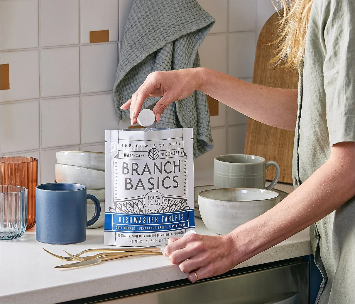 Dishwasher Tablets 40 Count Branch Basics Plastic-Free Fragrance-Free Human-Safe