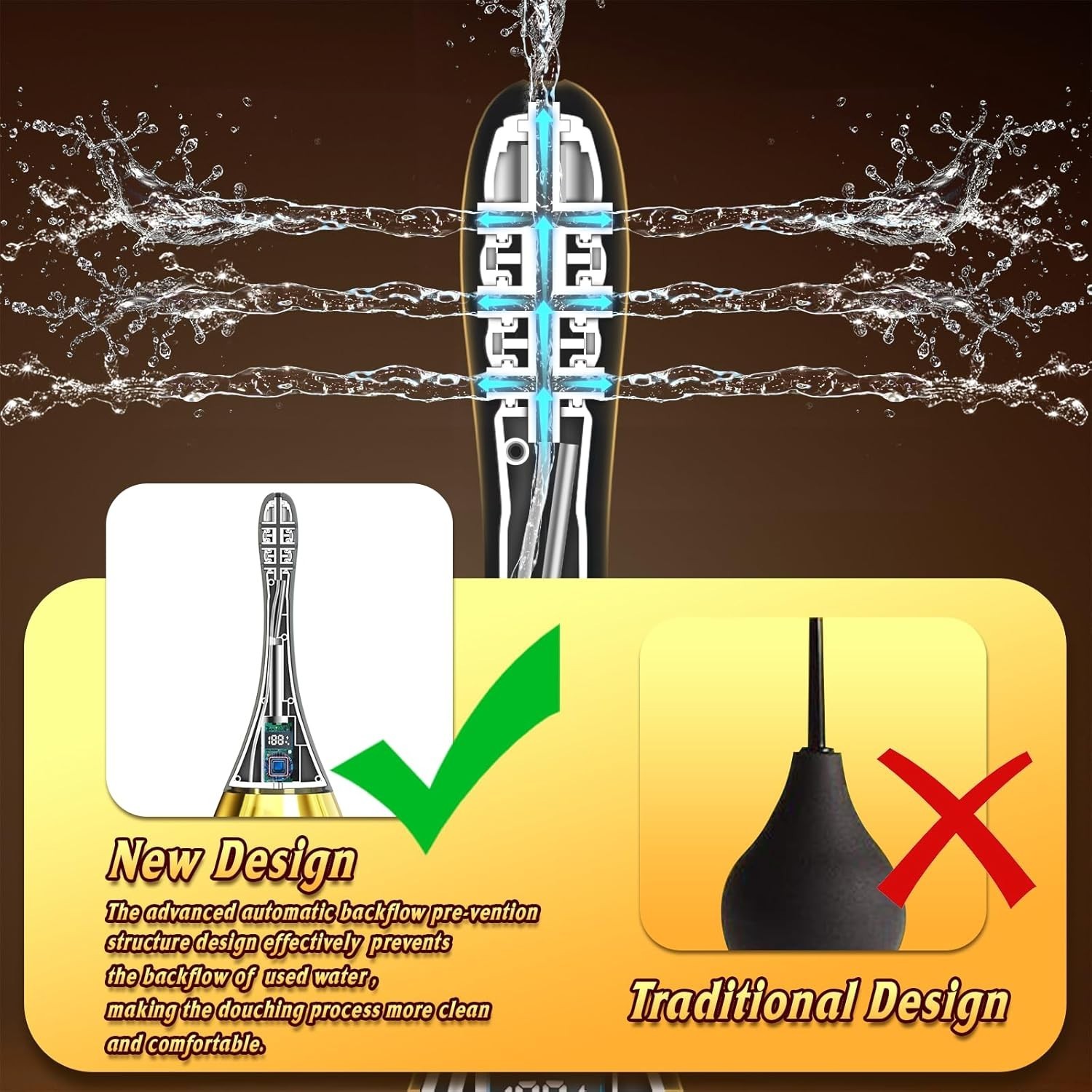 Remote Control Anal Douche Enema Kit with 7 Spray Holes for Deep Clean