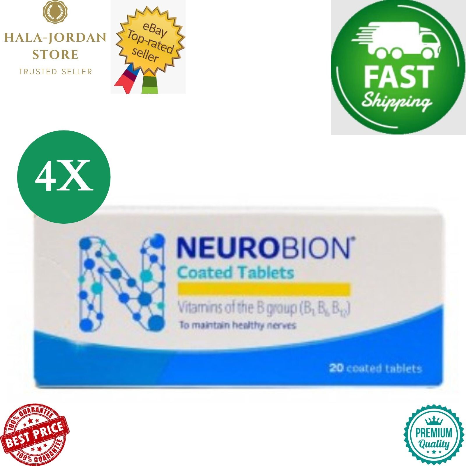 4 X Neurobion – Vitamin B1, B6, B12/Nerve Relief, 20 Tablets » FAST SHIPPING «