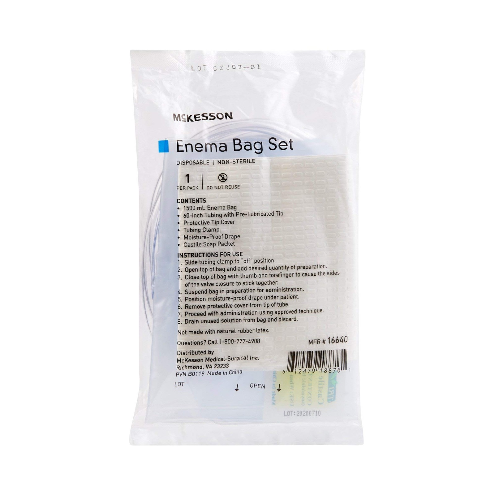 Bag Emema W/Soap 1500Cc, White